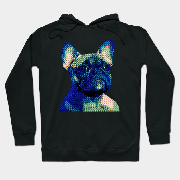 French bulldog blue green vintage style Hoodie by Collagedream